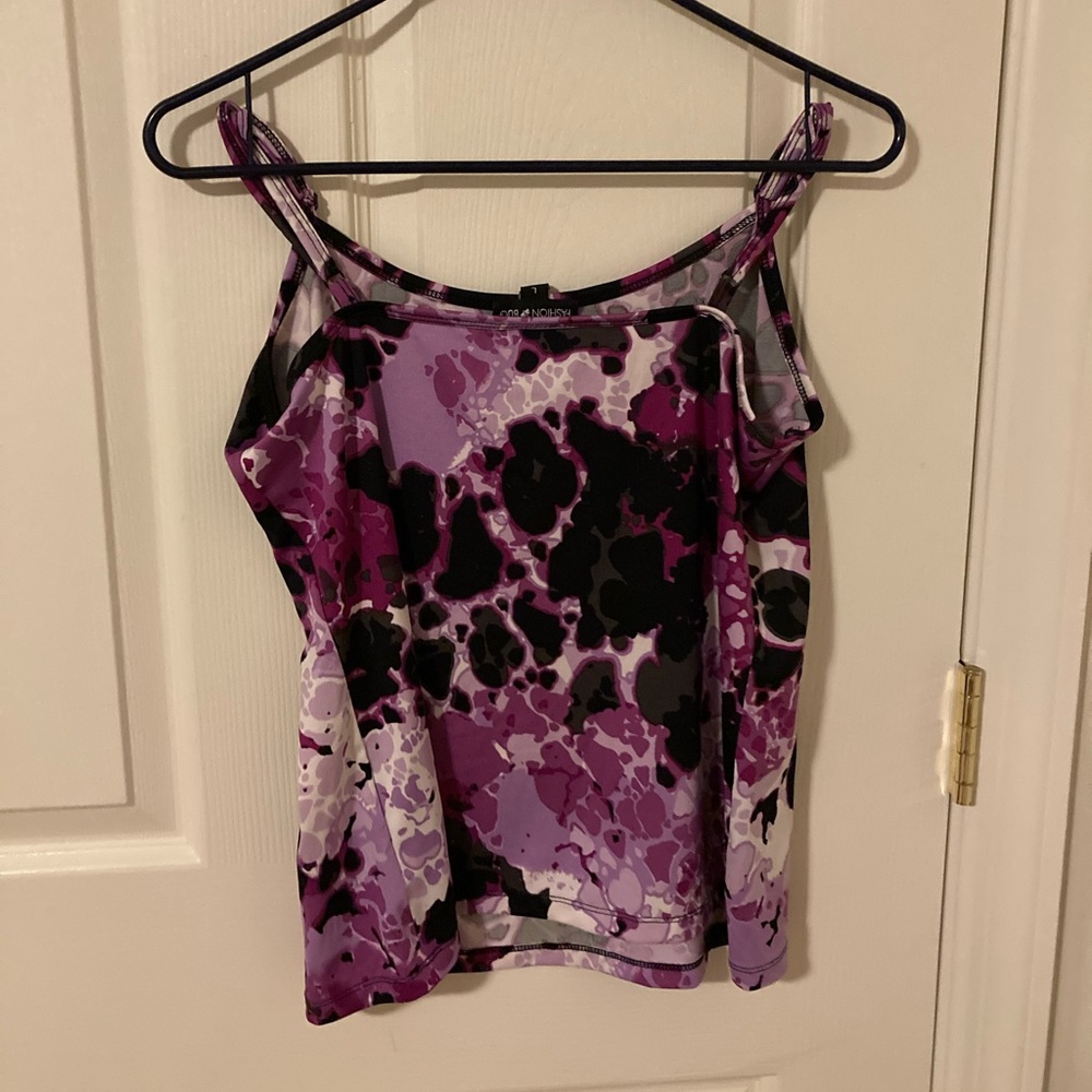 Multicolored silk like tank top.